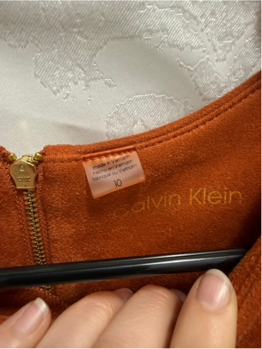 Women's Calvin Klein Rust Faux Suede Sheath Dress Size 10 - Picture 2 of 6